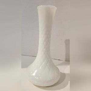 Vintage Milk Glass Wide Bottom 9 Inch Vase